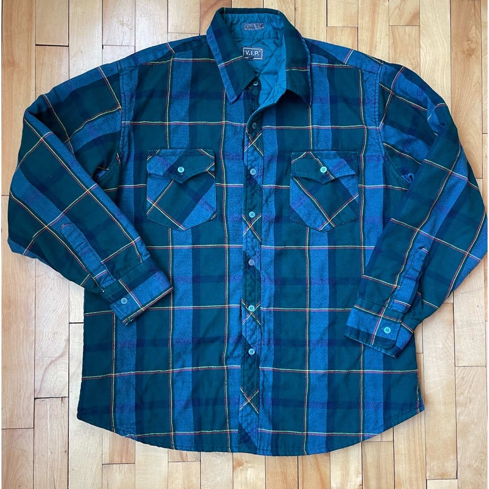 Vintage VIP blue and green plaid Shacket. Size large